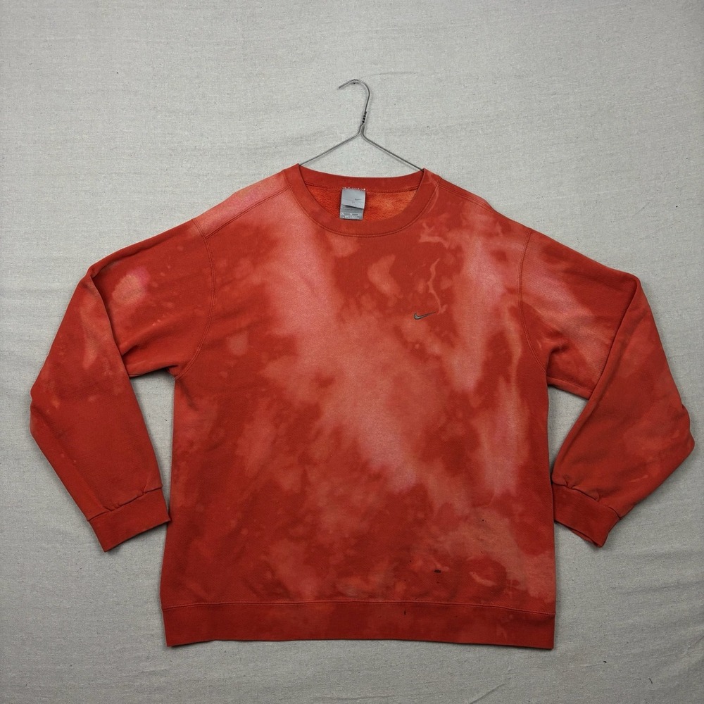 VTG Y2K‎ Nike Tie Dye Embroidered Swoosh Sweatshirt Crewneck Orange Men's XL